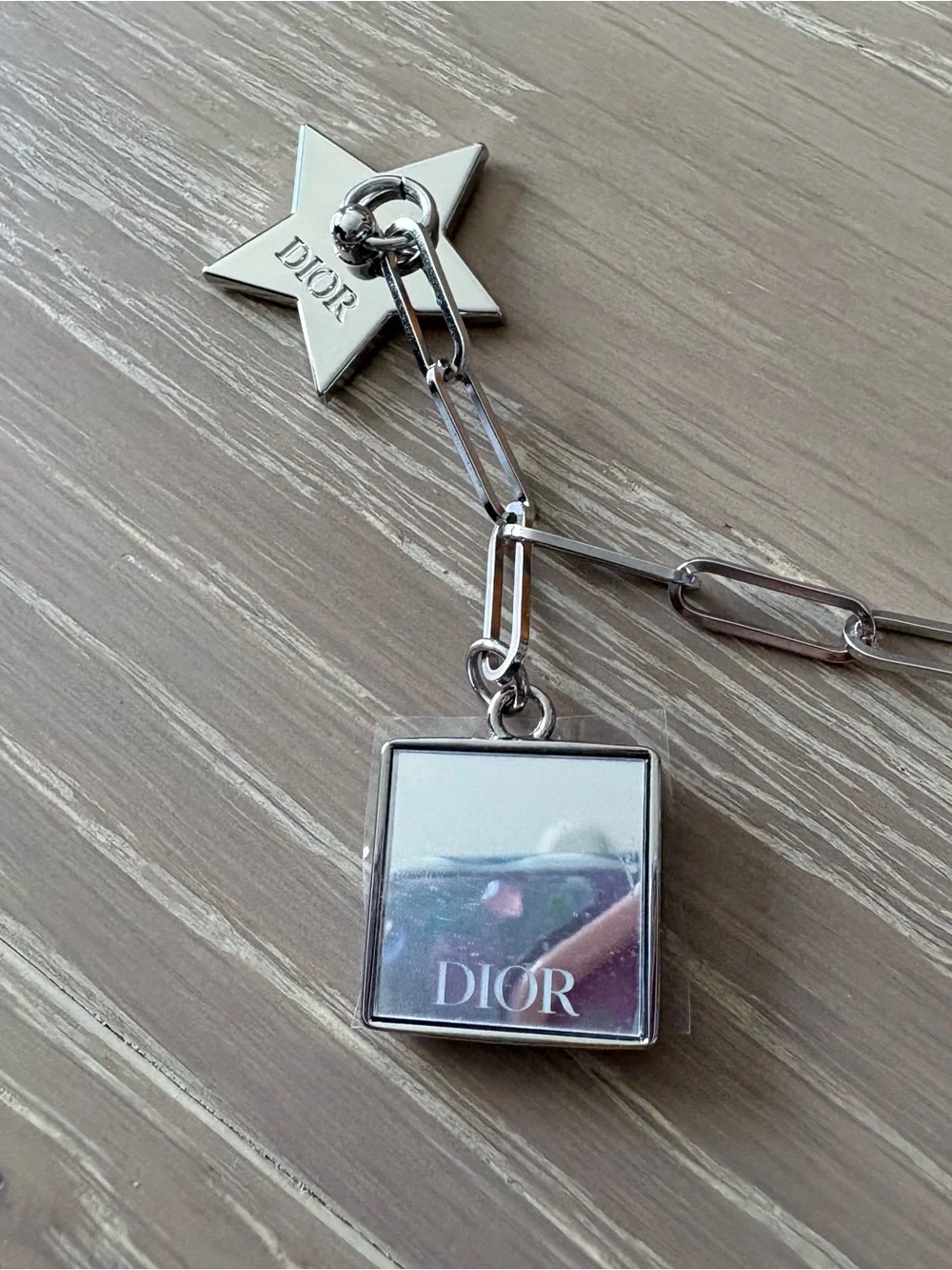 Dior Silver-Tone Star & Logo Charm Chain Phone strap